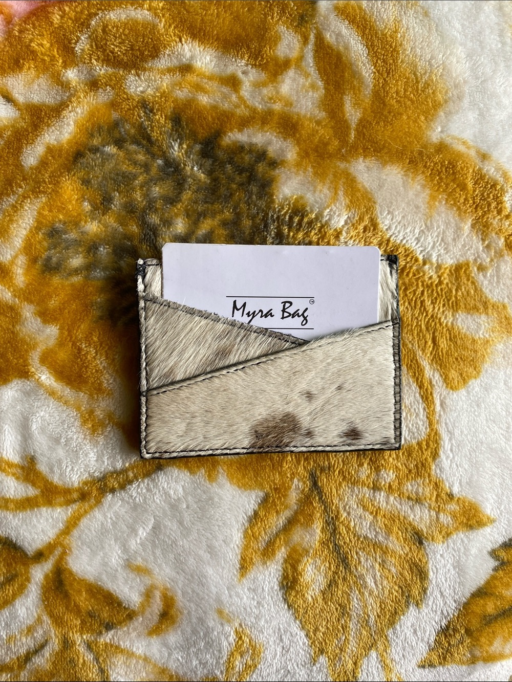 Myra Bag Brown and Cream Haircalf Card Sleeve